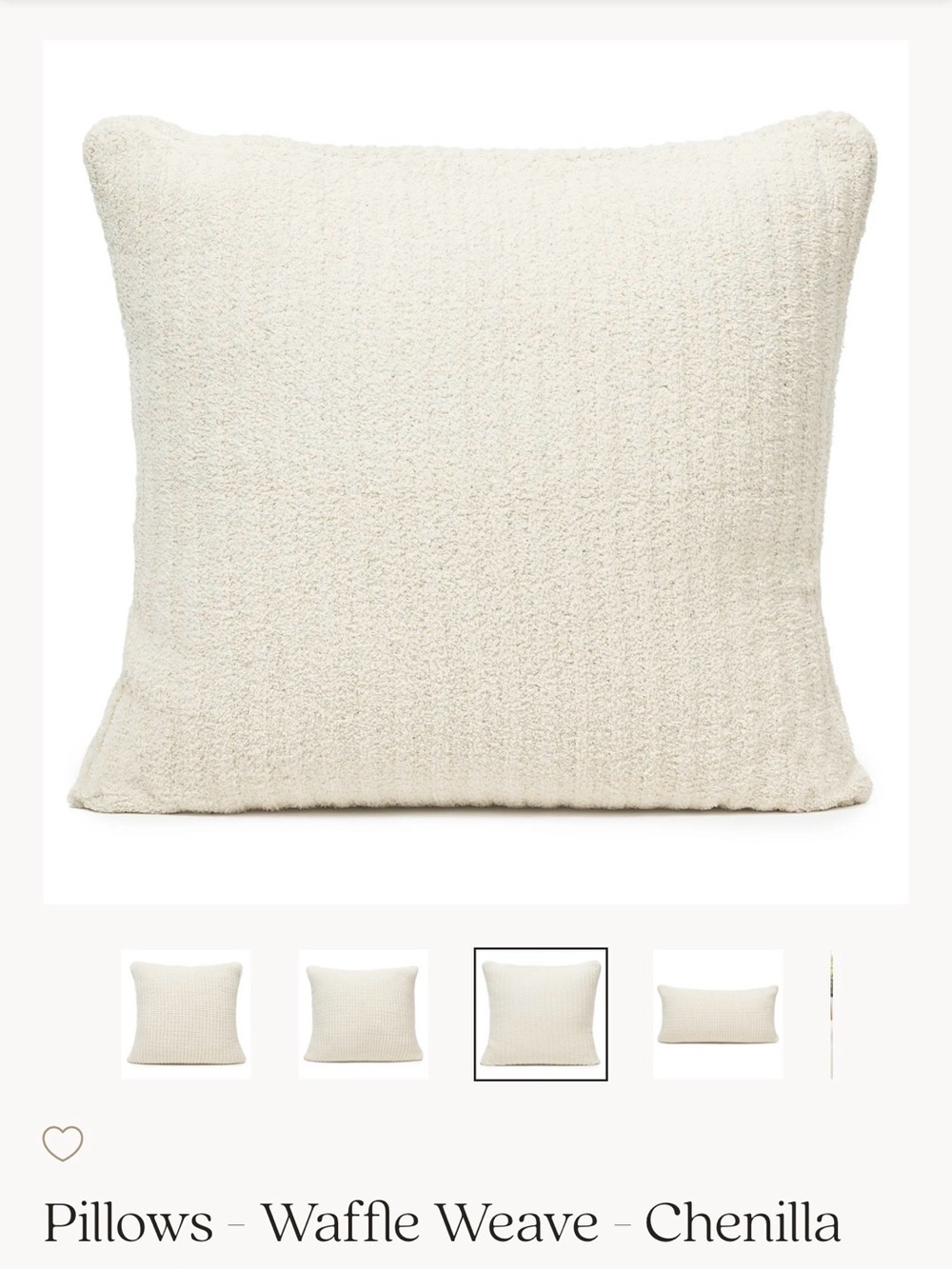 Kashwére Chenilla Classic Waffle Weave Pillow Covers 24x24 Ivory/Cream Set of 2